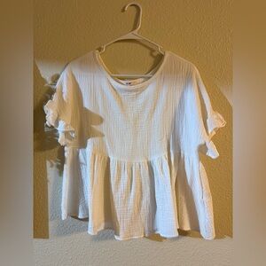 Miami White Ruffle Sleeve Blouse